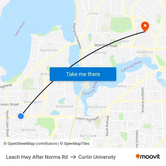 Leach Hwy After Norma Rd to Curtin University map