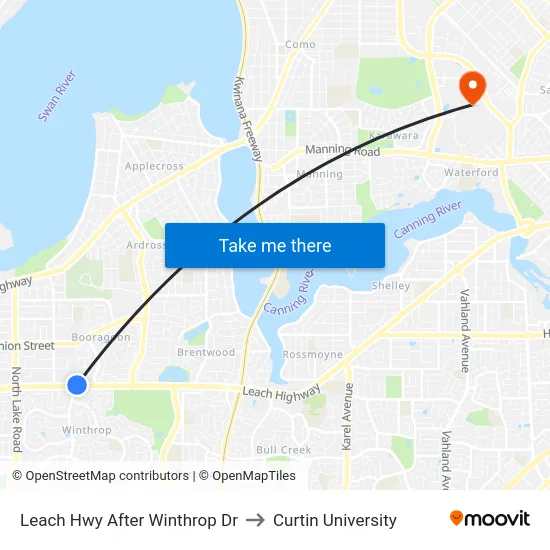 Leach Hwy After Winthrop Dr to Curtin University map
