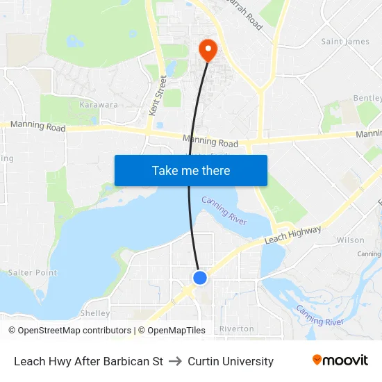 Leach Hwy After Barbican St to Curtin University map