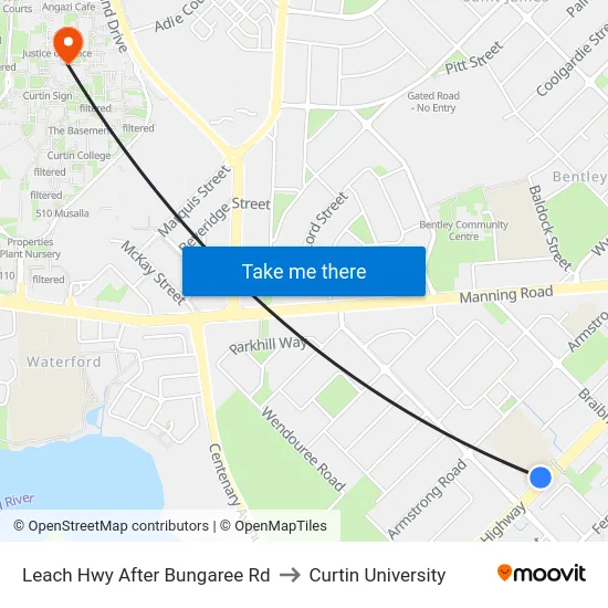 Leach Hwy After Bungaree Rd to Curtin University map