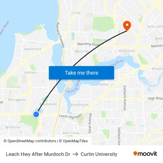 Leach Hwy After Murdoch Dr to Curtin University map