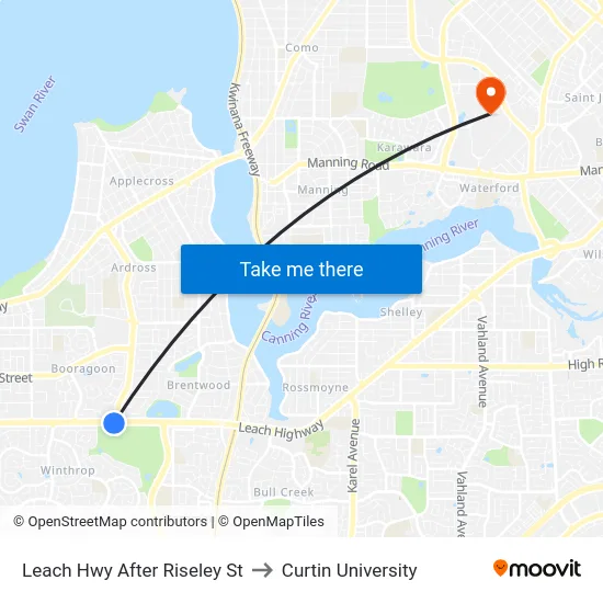 Leach Hwy After Riseley St to Curtin University map