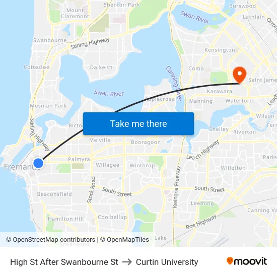 High St After Swanbourne St to Curtin University map