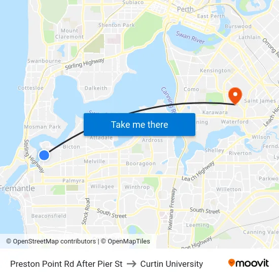 Preston Point Rd After Pier St to Curtin University map
