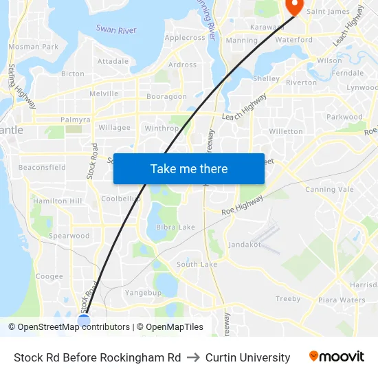 Stock Rd Before Rockingham Rd to Curtin University map
