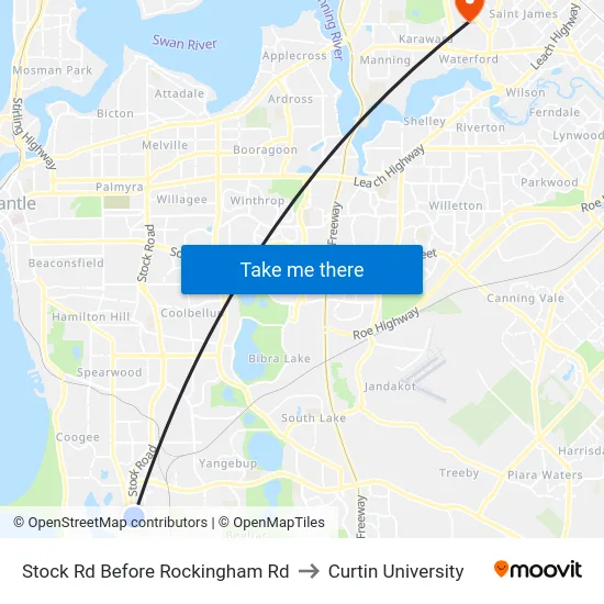 Stock Rd Before Rockingham Rd to Curtin University map