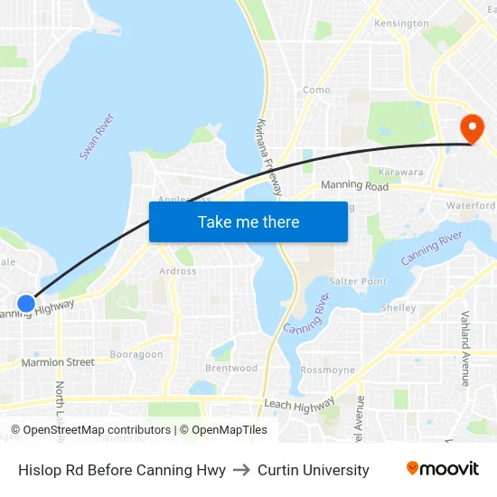 Hislop Rd Before Canning Hwy to Curtin University map