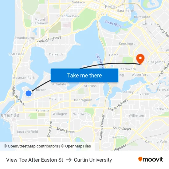 View Tce After Easton St to Curtin University map