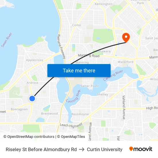 Riseley St Before Almondbury Rd to Curtin University map