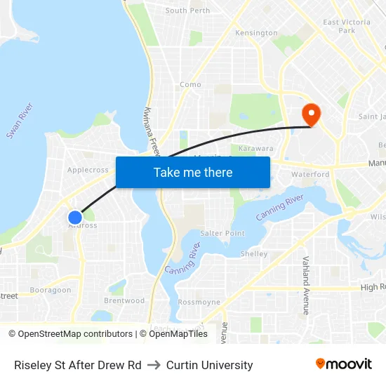 Riseley St After Drew Rd to Curtin University map