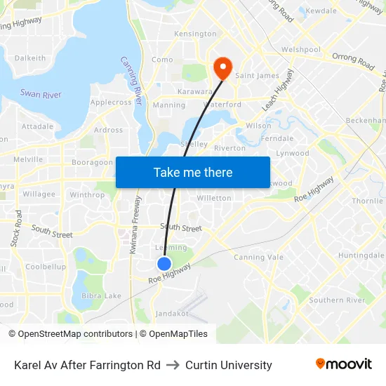 Karel Av After Farrington Rd to Curtin University map