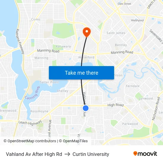 Vahland Av After High Rd to Curtin University map
