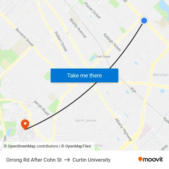 Orrong Rd After Cohn St to Curtin University map