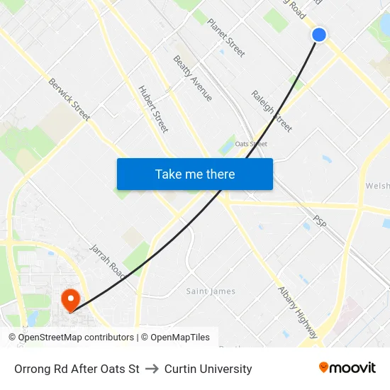 Orrong Rd After Oats St to Curtin University map