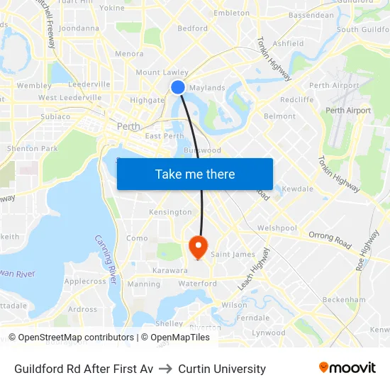 Guildford Rd After First Av to Curtin University map