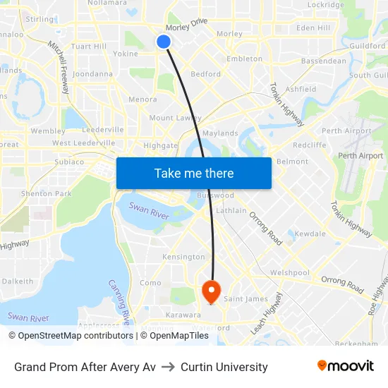 Grand Prom After Avery Av to Curtin University map