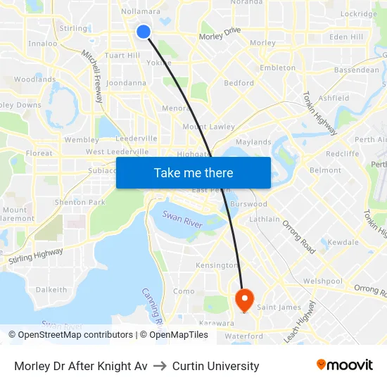 Morley Dr After Knight Av to Curtin University map
