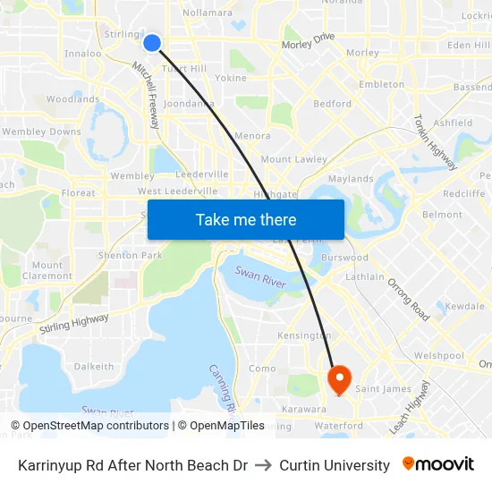 Karrinyup Rd After North Beach Dr to Curtin University map