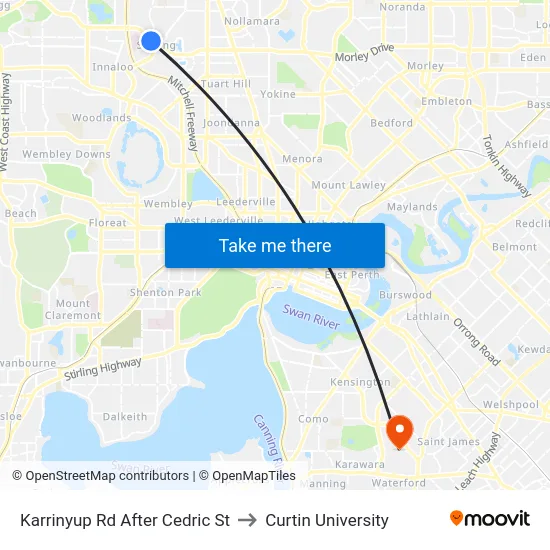 Karrinyup Rd After Cedric St to Curtin University map