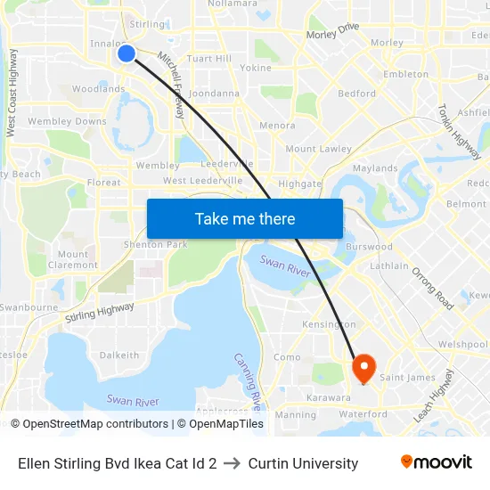 Ellen Stirling Bvd Ikea Cat Id 2 to Curtin University map