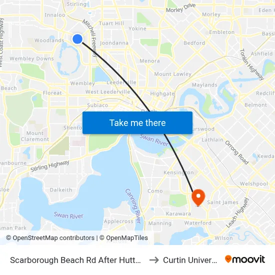 Scarborough Beach Rd After Hutton St to Curtin University map