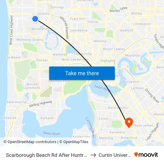 Scarborough Beach Rd After Huntriss Rd to Curtin University map