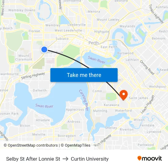 Selby St After Lonnie St to Curtin University map