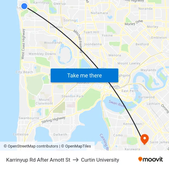 Karrinyup Rd After Arnott St to Curtin University map