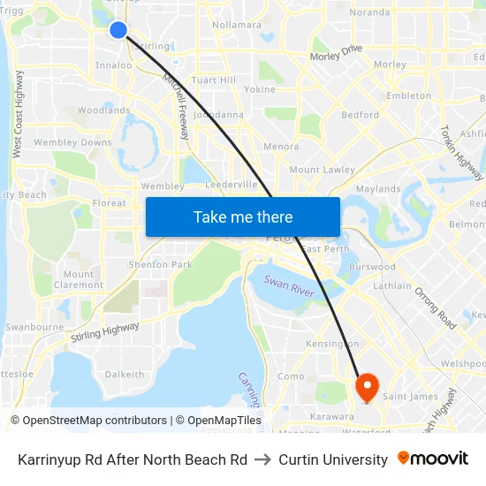 Karrinyup Rd After North Beach Rd to Curtin University map