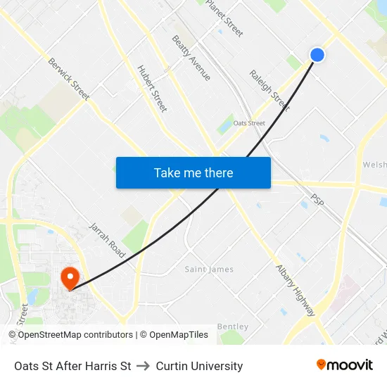 Oats St After Harris St to Curtin University map