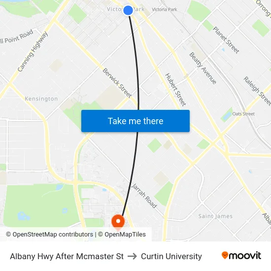 Albany Hwy After Mcmaster St to Curtin University map