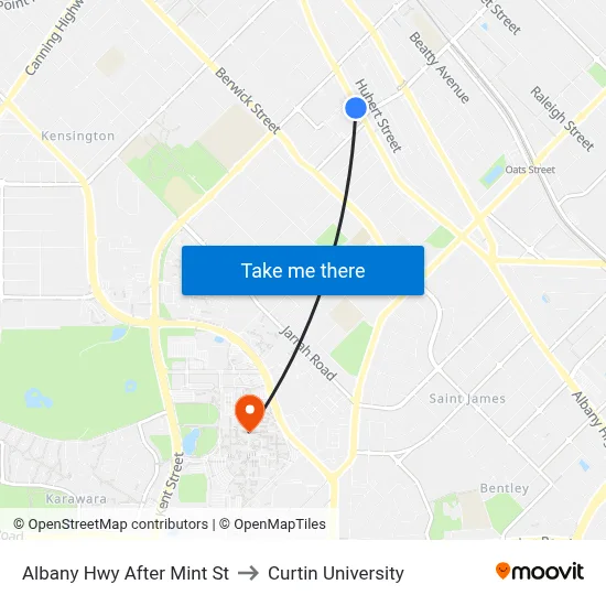 Albany Hwy After Mint St to Curtin University map