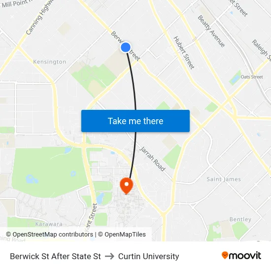 Berwick St After State St to Curtin University map