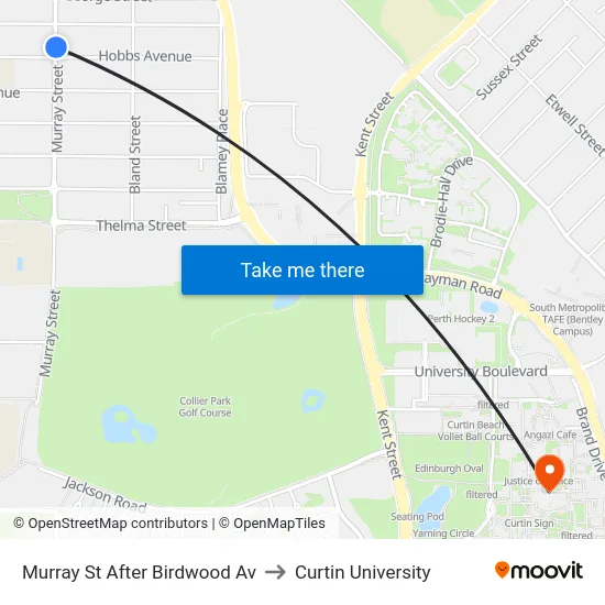 Murray St After Birdwood Av to Curtin University map