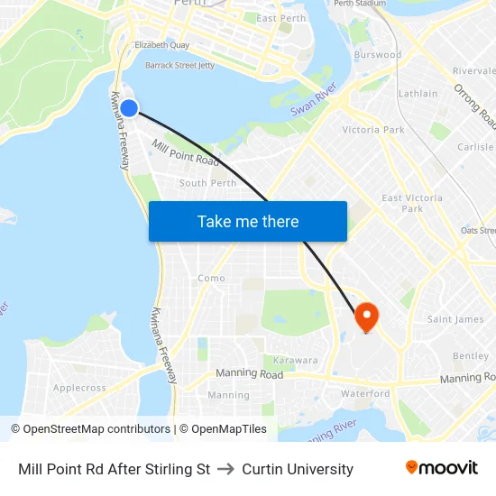 Mill Point Rd After Stirling St to Curtin University map