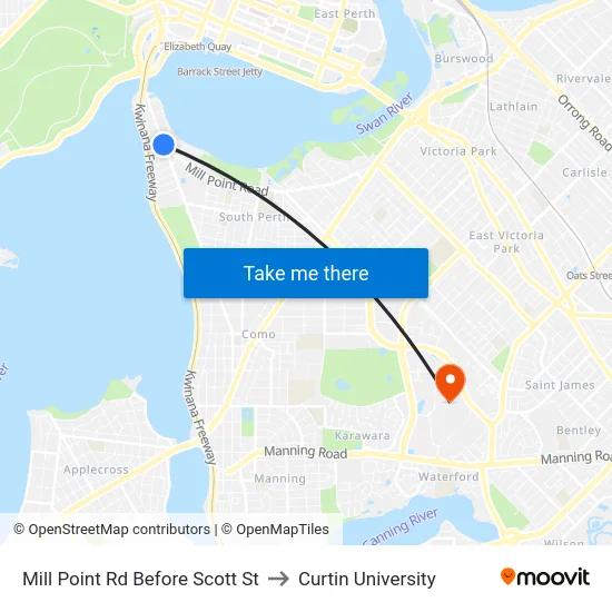Mill Point Rd Before Scott St to Curtin University map