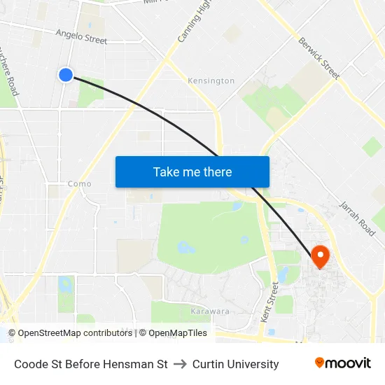 Coode St Before Hensman St to Curtin University map