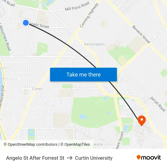 Angelo St After Forrest St to Curtin University map