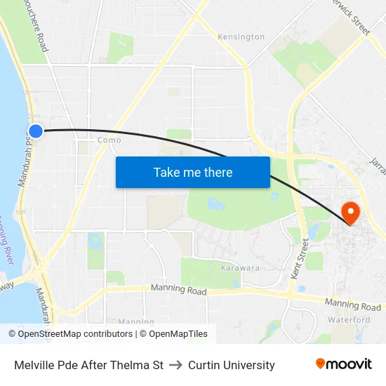 Melville Pde After Thelma St to Curtin University map