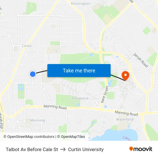 Talbot Av Before Cale St to Curtin University map