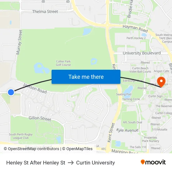 Henley St After Henley St to Curtin University map