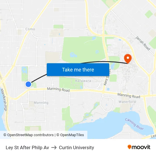 Ley St After Philp Av to Curtin University map