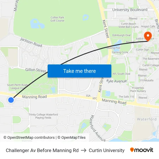 Challenger Av Before Manning Rd to Curtin University map