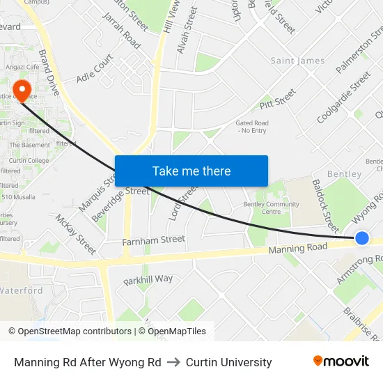 Manning Rd After Wyong Rd to Curtin University map
