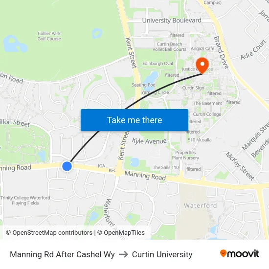 Manning Rd After Cashel Wy to Curtin University map