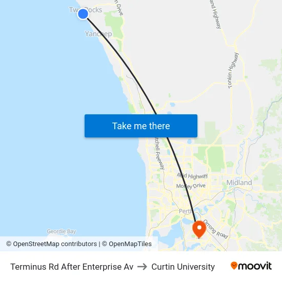 Terminus Rd After Enterprise Av to Curtin University map