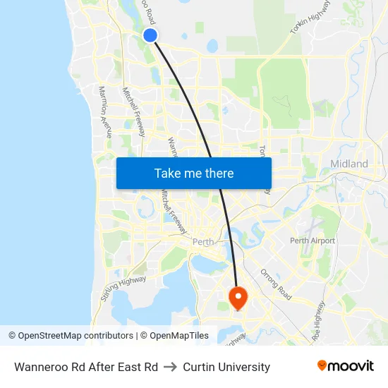 Wanneroo Rd After East Rd to Curtin University map