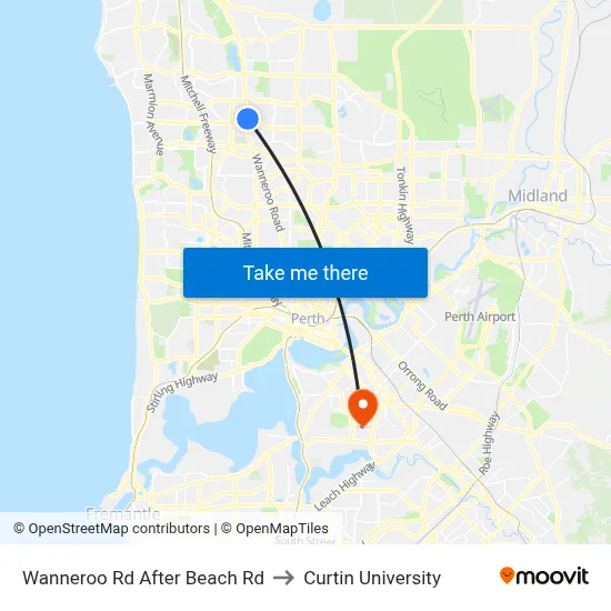 Wanneroo Rd After Beach Rd to Curtin University map