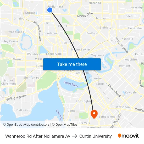 Wanneroo Rd After Nollamara Av to Curtin University map