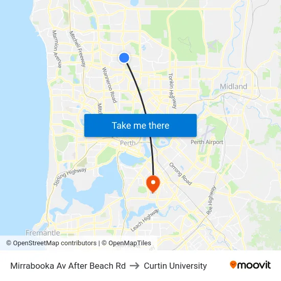 Mirrabooka Av After Beach Rd to Curtin University map